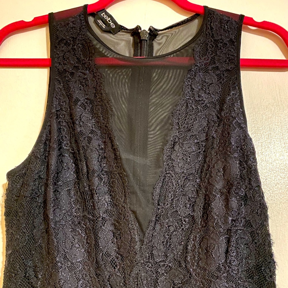 Bebe Black Lace Sheer Dress 8